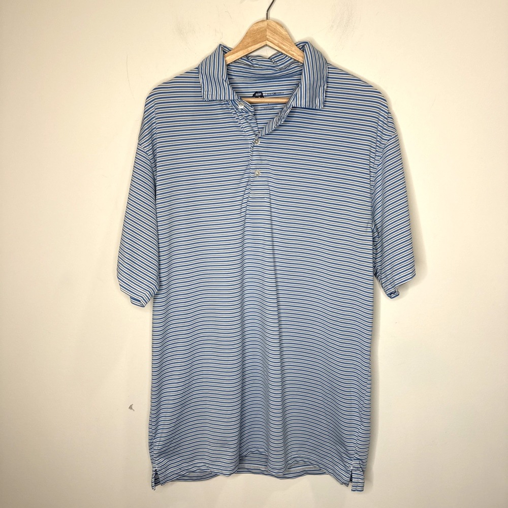 Onward Reserve Performance Golf Polo Shirt Stripe Stretch Preppy Nautical Mens L